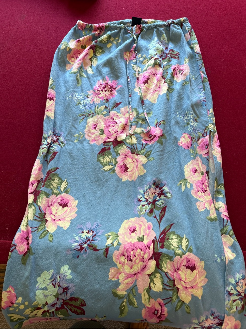 GAP Blue Maxi Skirt with Pink Floral Print, worn once
